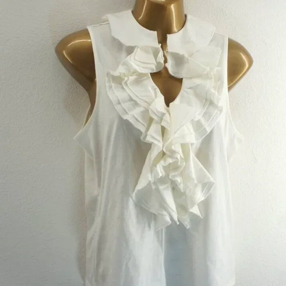 Ralph lauren off white ruffle sleeveless top size S